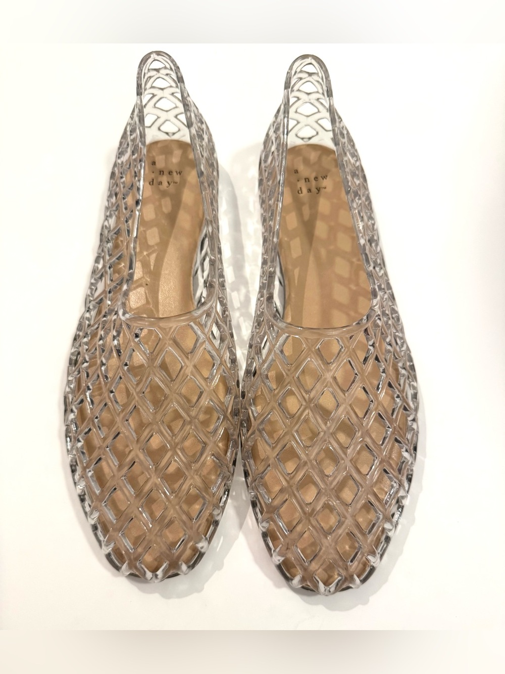 A New Day Target Clear Jelly Ballet Flats Size 8.5 Woven Cage Retro Y2K